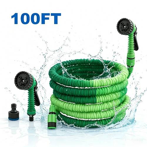 photo de l'article tuyau darrosage de jardin extensible 50/100 pieds, tuyau flexible extensible avec lance-pistolet haute pression 6 fonctions, tuyau -fuite et - pour arrosage du jardin, lavage de voiture, nettoyage de , nettoyage de , irrigation de la pelouse,