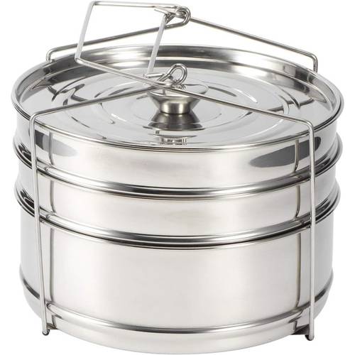 Stackable Steamer Insert Pans, 3 Tier Stainless Steel Steamer Cooker Pot Set Cook Food Pressure Pot Additions with Folding Handle, Baking, Vegetables, Meat, Fish, Soup