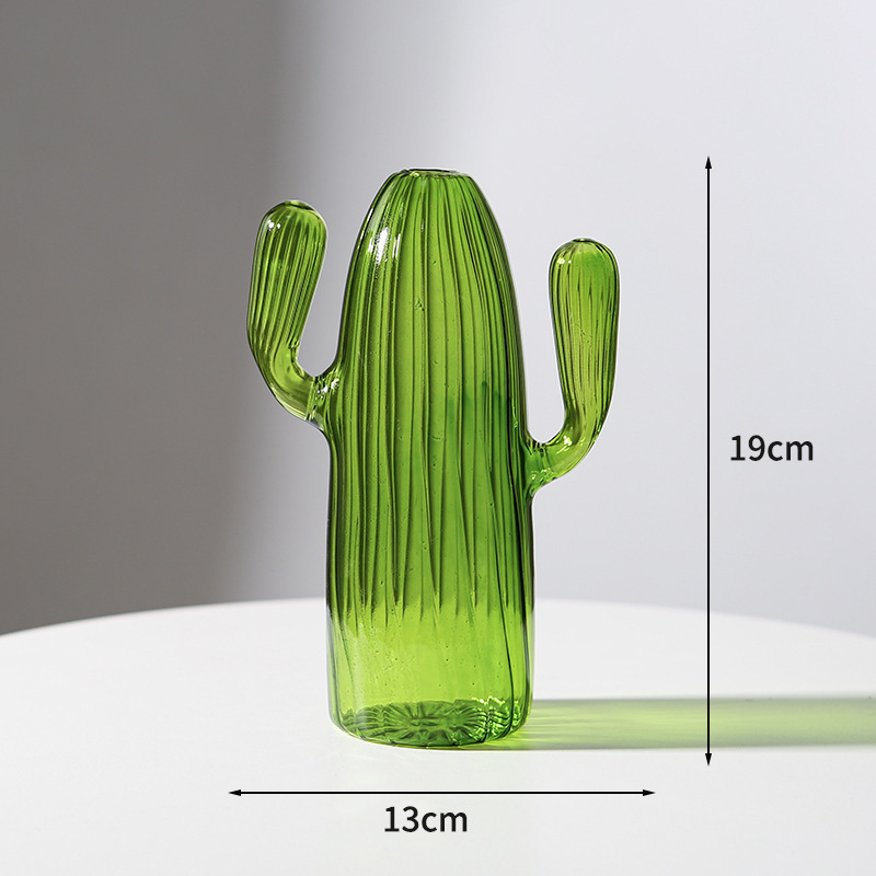 TEMU Vaso in vetro a forma di cactus, vaso moderno da per piante idroponiche, ornamento per il soggiorno, decorazione minimalista