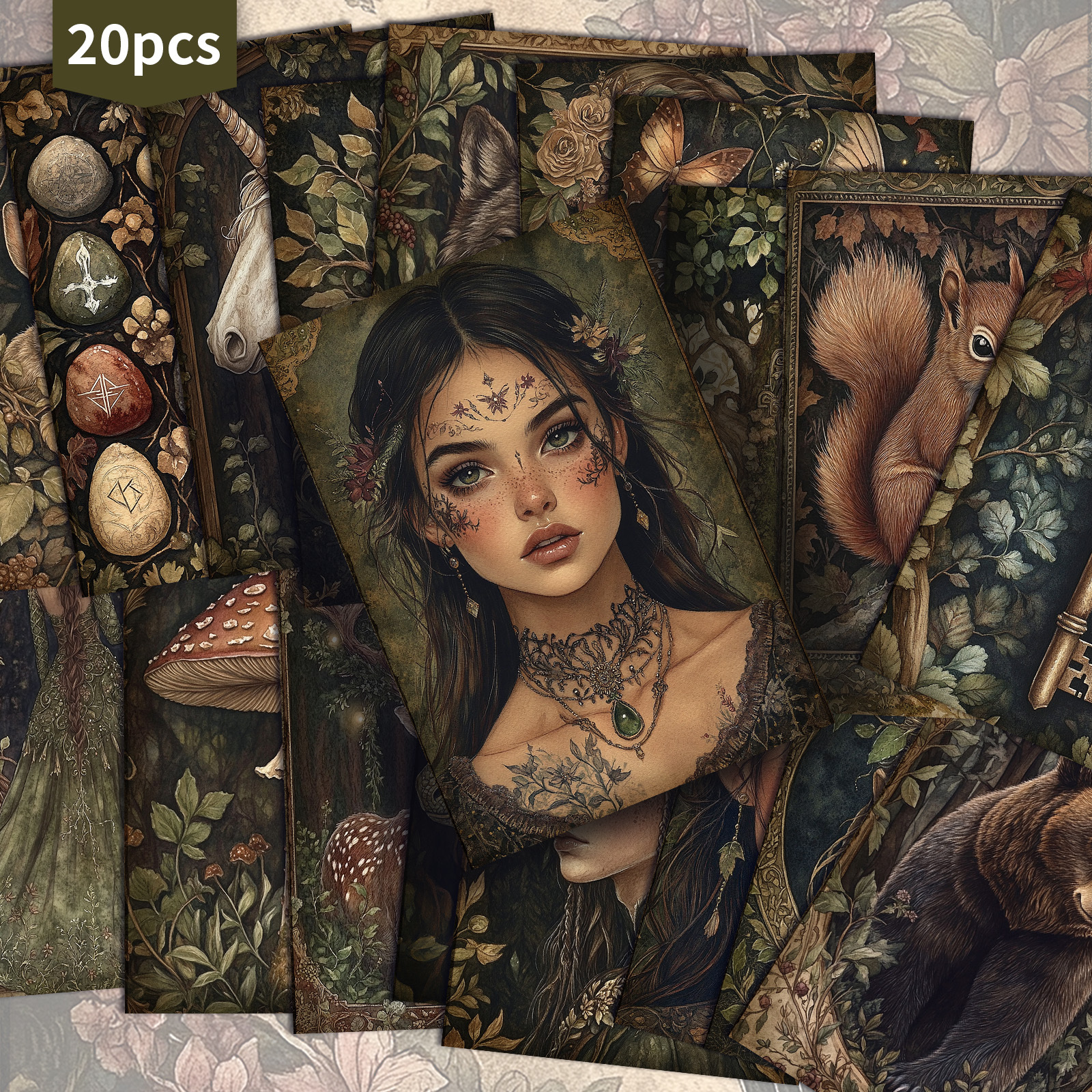 TEMU 20-pack Vintage Fantasy Elf Postcards - 4x6 Inches Junk Journal Paper, Classic Pinup Illustrations, Collectible Decorative Painting Cards For