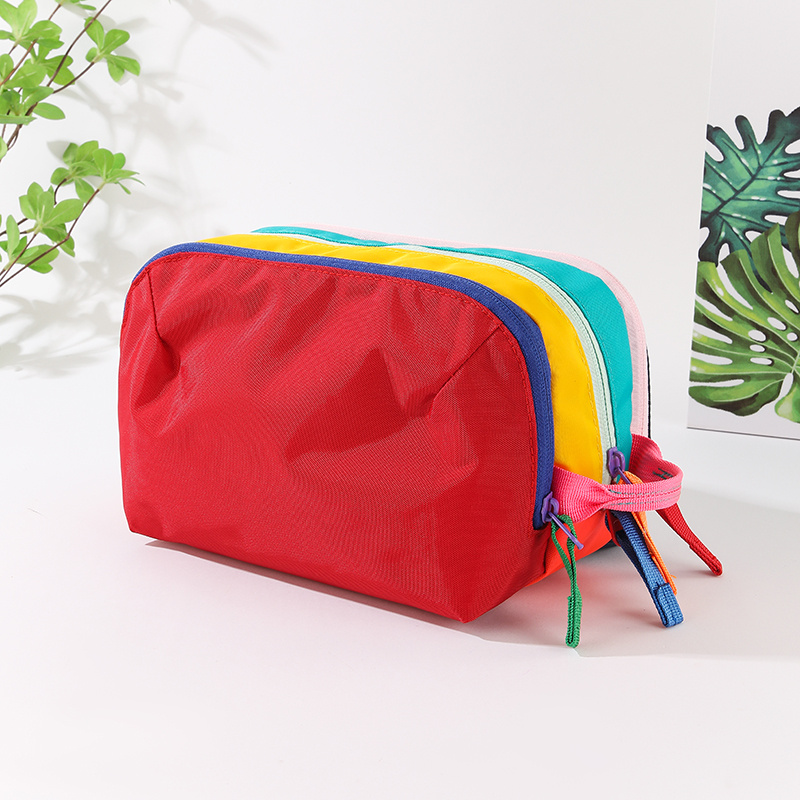 TEMU Dopamine Color-blocking Wash Bag, Summer Travel Portable Storage Bag, Back-to- Bag, Large Capacity Cosmetic Organizer Bag, Festival Gift, New