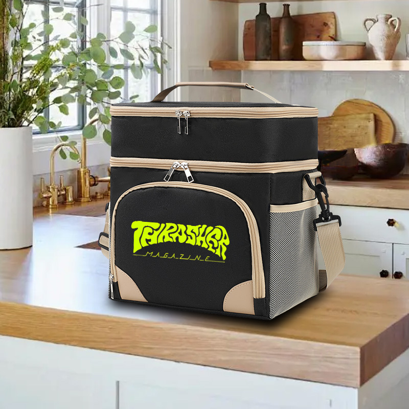 TEMU 1pc Printed Large Capacity Lunch Bag, Hand Washable Insulated Lunch Box, Lunch Bag, Portable Cooler Bag, Reusable, Suitable For Work Picnic,