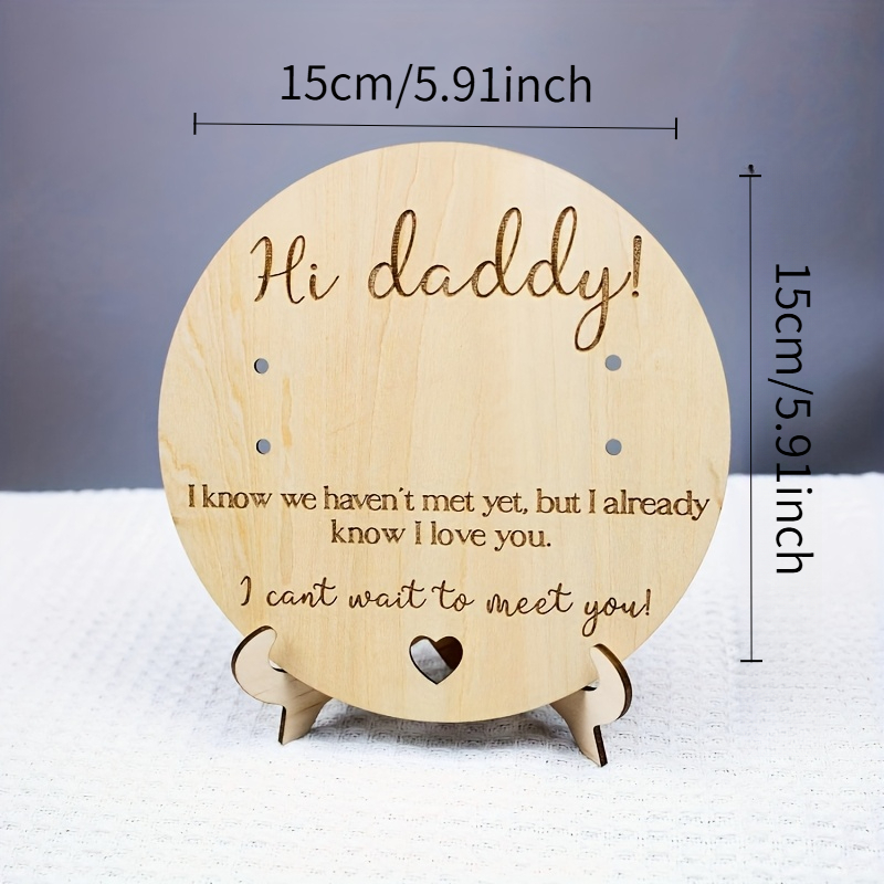 TEMU Modern Wood "hi Daddy" Pregnancy Test Plaque - Announcement Sign Suitable For Dad, Tabletop Decor With English Text, Pregnancy Notification Gift