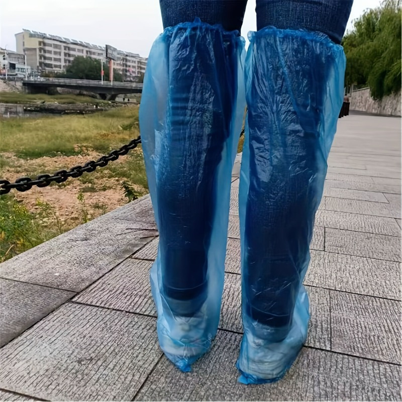 

50pcs Waterproof Disposable Shoe & Boot Covers - Non-slip, Pe Material For Security And Labor Protection