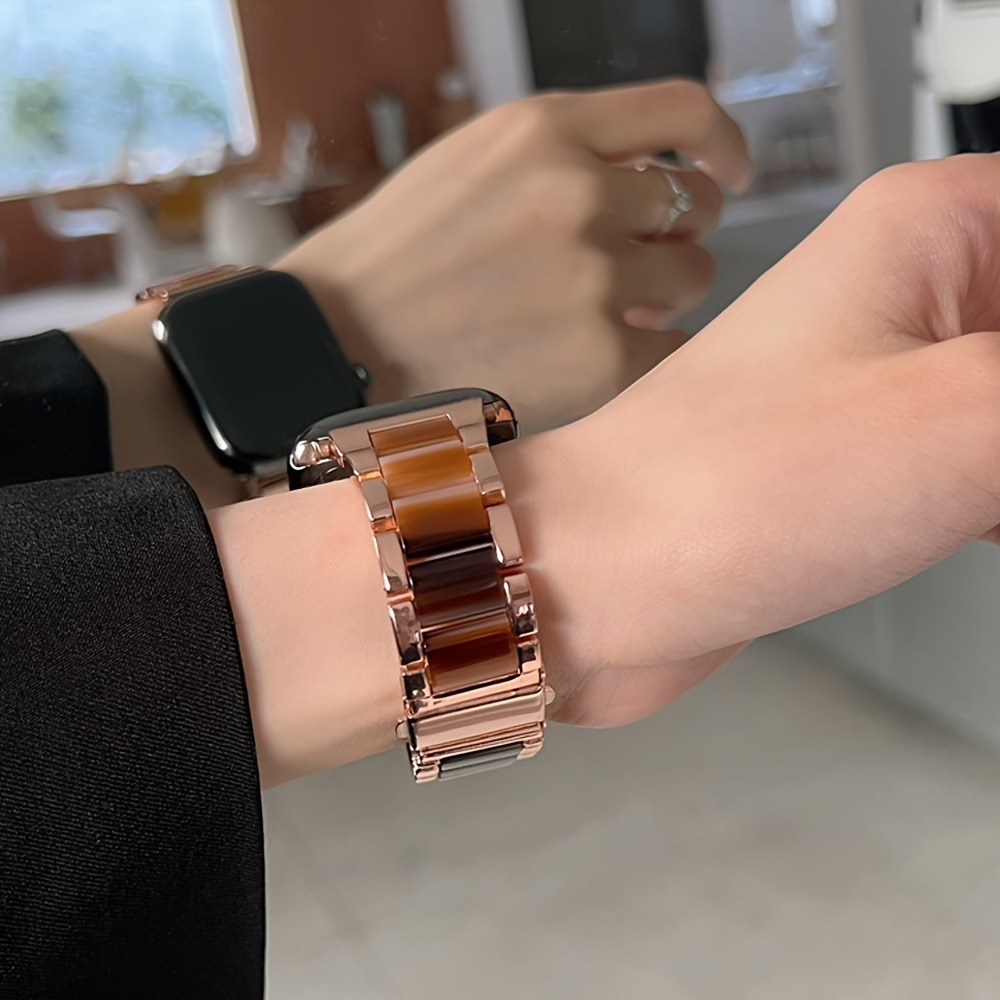 TEMU Innovative Stainless Steel And Resin Bands For Smartwatches: Stylish Straps Are Compatible With Smartwatches Measuring 38mm, 40mm, 41mm, 42mm,
