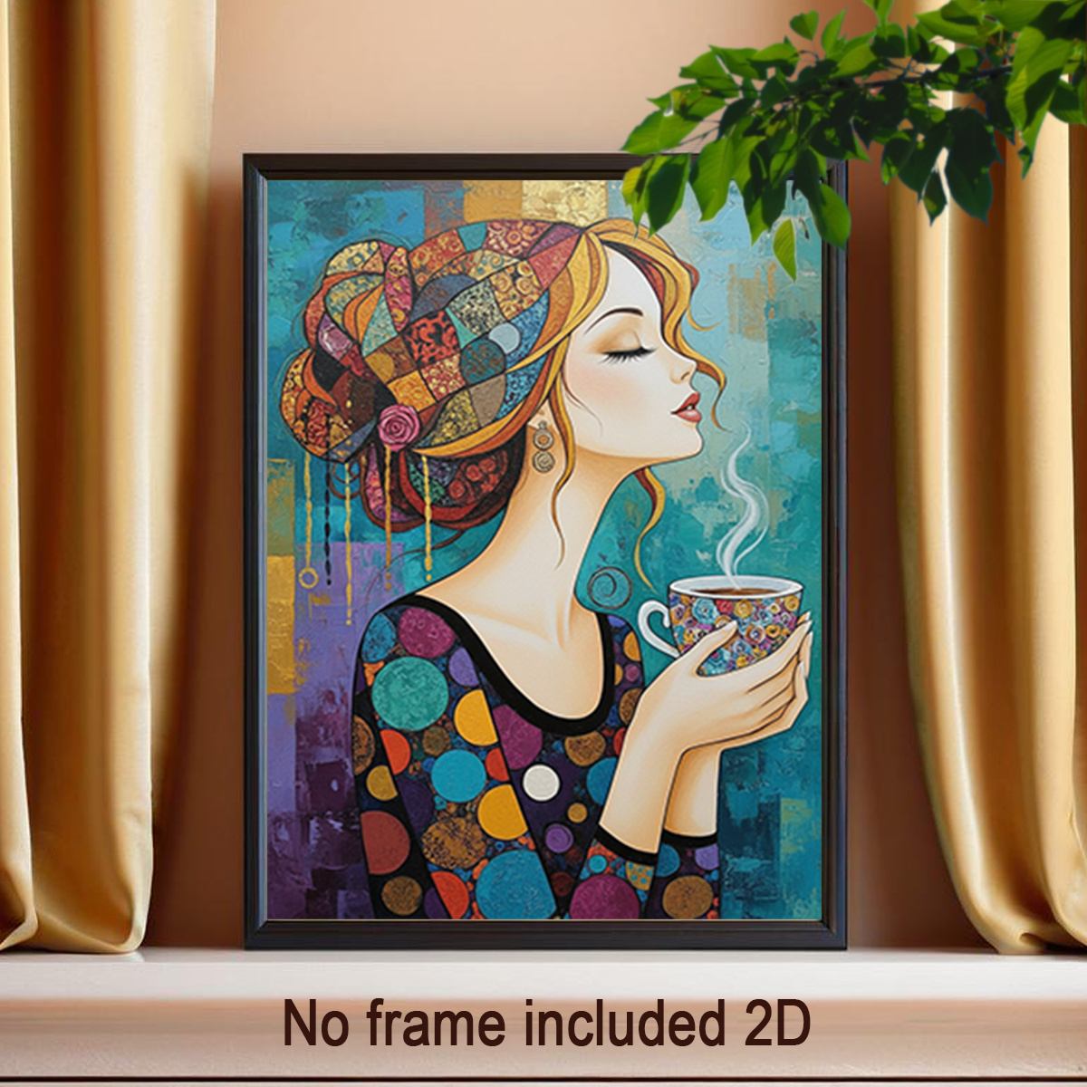 TEMU 2d Flat, 2d Flat, Unframed, 1pc, 2d Flat Canvas Painting, Christmas Easter Colorful Beauty Coffee, Modern Vibrant Natural Inspiration, Fun