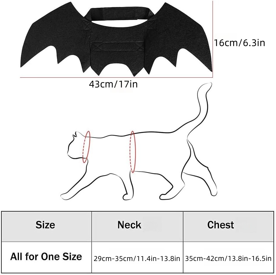 Halloween Bat Wing Costume for Cats & Small Dogs - Adjustable & Comfortable Spooky Bat Wings Outfit with Closure, Lightweight with Padding, All-Season Wear for Kittens & Puppies, Easy to Put On & Take Off, Perfect for Halloween Parties & Costume Events (Black) - Ideal Gift for Boys & Girls, Fits Small to Large Pets, Adorable Bat Wing Design for Year-Round Use, Secure Fit with Chest & Neck Straps, Halloween Costumes, Dog Costume Halloween, Halloween Costumes for Cats,