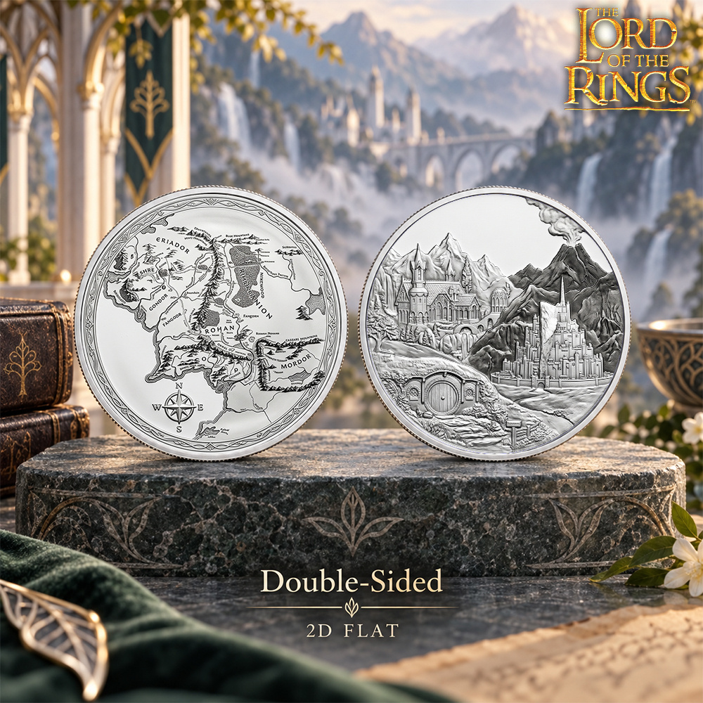 TEMU Replica Coin 1pc Wb The Middle-earth Map Coin - Scale Replica Suitable For Collectors, Iconic -themed With Mordor, Gondor & Hobbit Geography,