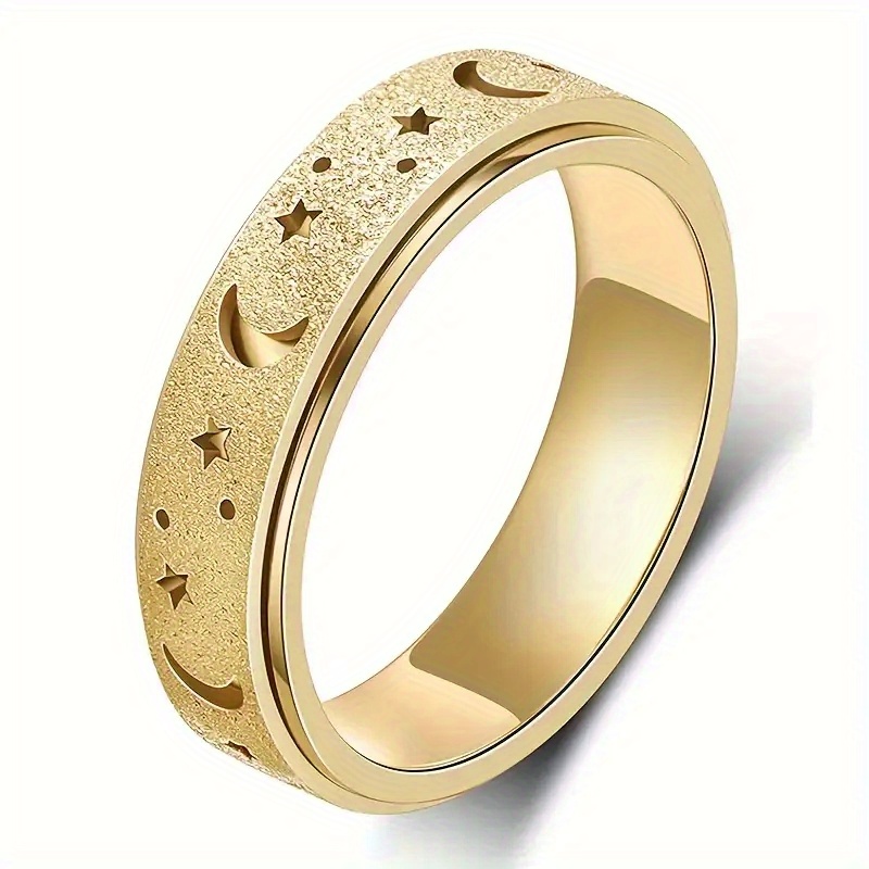 1 elegant and adorable unisex stainless steel ring, rotatable   design in multiple colors –   daily wear, parties, valentine s day, anniversaries, and weddings, wedding jewelry, valentine s day gift, stylish accessory, rotatable ring, polished  , hypoallergenic ring, moon and  , statement ring, couples jewelry,   Product details 5