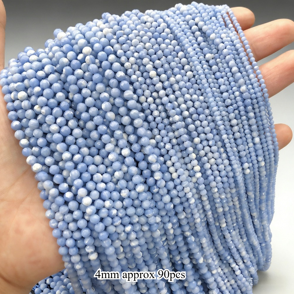 TEMU 2/3/4mm Blue Lace Striped Agate Small Stone Beads Round Loose Beads For Jewelry Making Necklace Earrings 175/115/90pcs