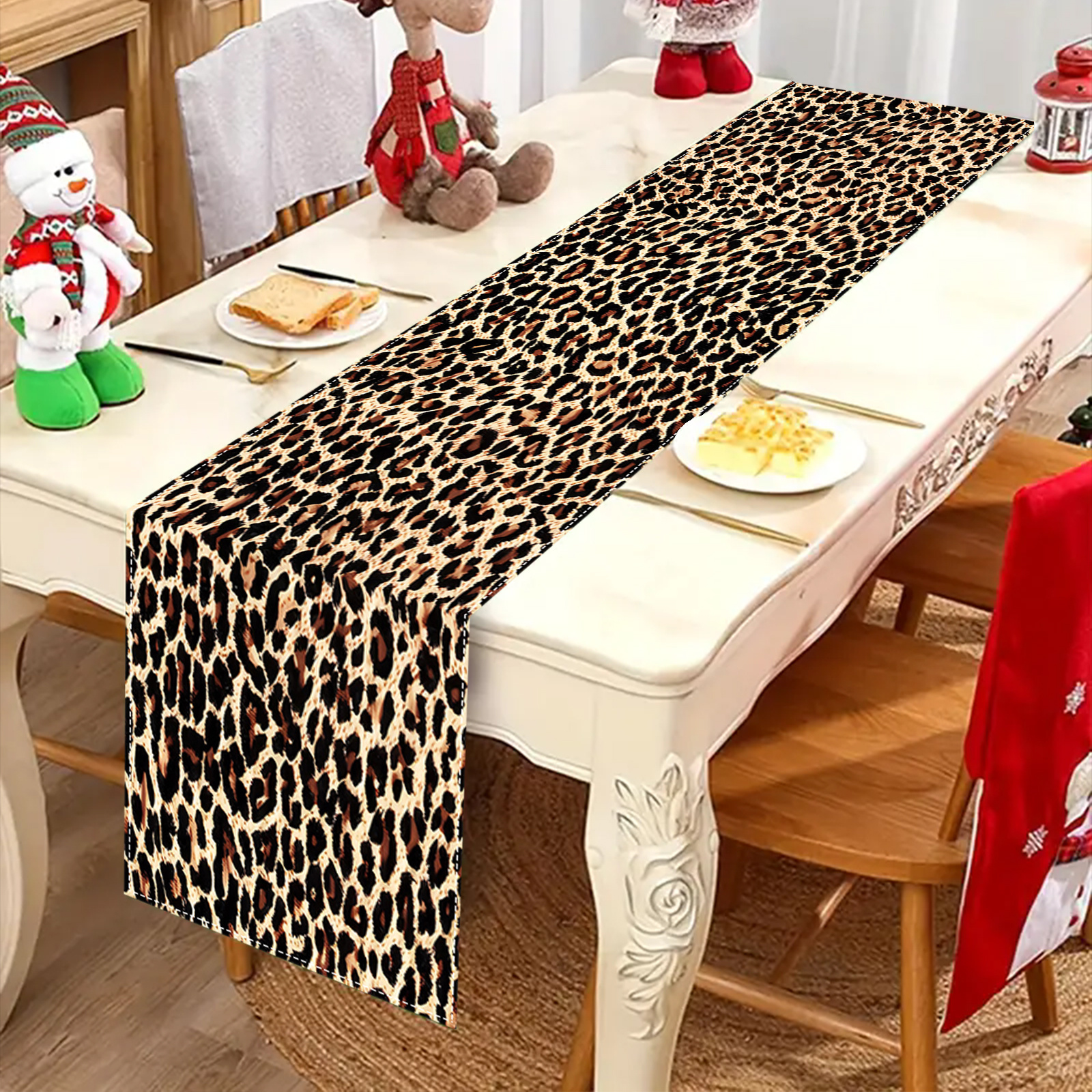 

1pc Chemin de Table à Imprimé Léopard Chic - Polyester, Rectangulaire | Idéal pour les Fêtes d'Anniversaire, les & Décorations