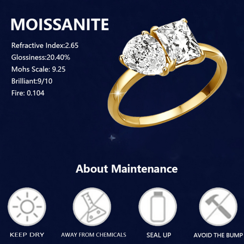 Women's 2 Carat Moissanite Double Stone Wedding Eternity Ring