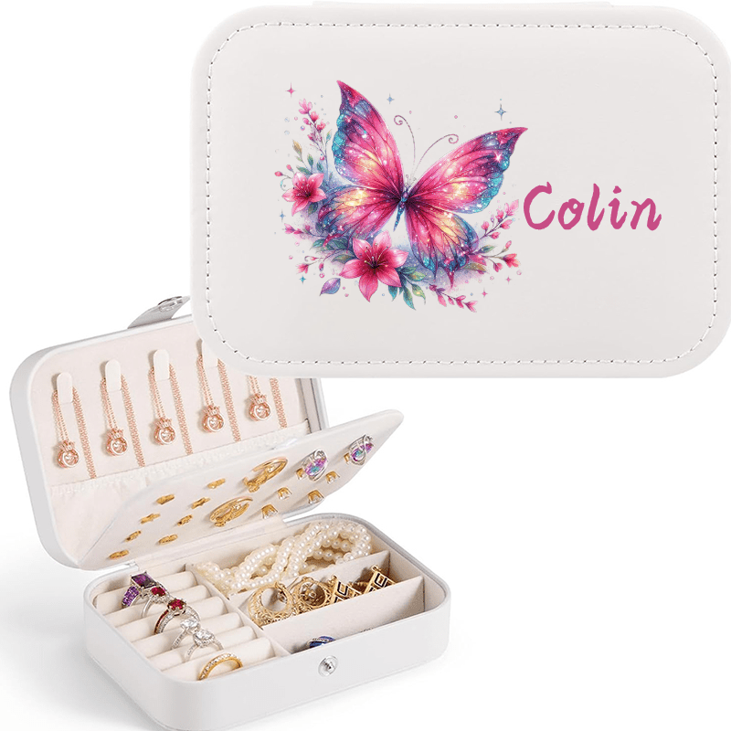 Personalized Sparkle Glitter Butterfly Jewelry Storage Box