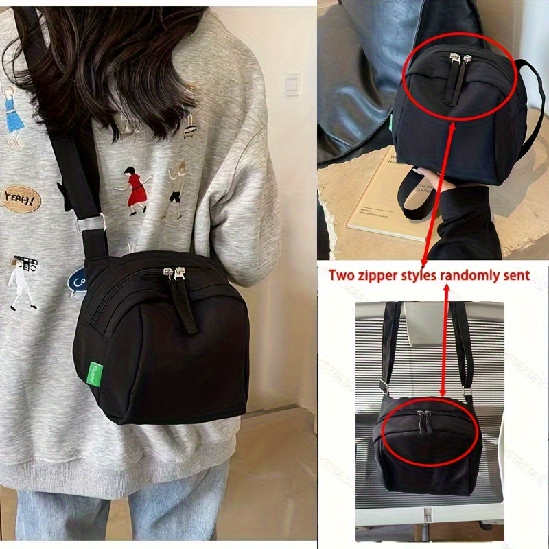 TEMU Women's Lightweight Nylon Crossbody Bag With Large Capacity & Adjustable Strap - Zipper Closure Casual Handbag Suitable For Work, Travel, Daily