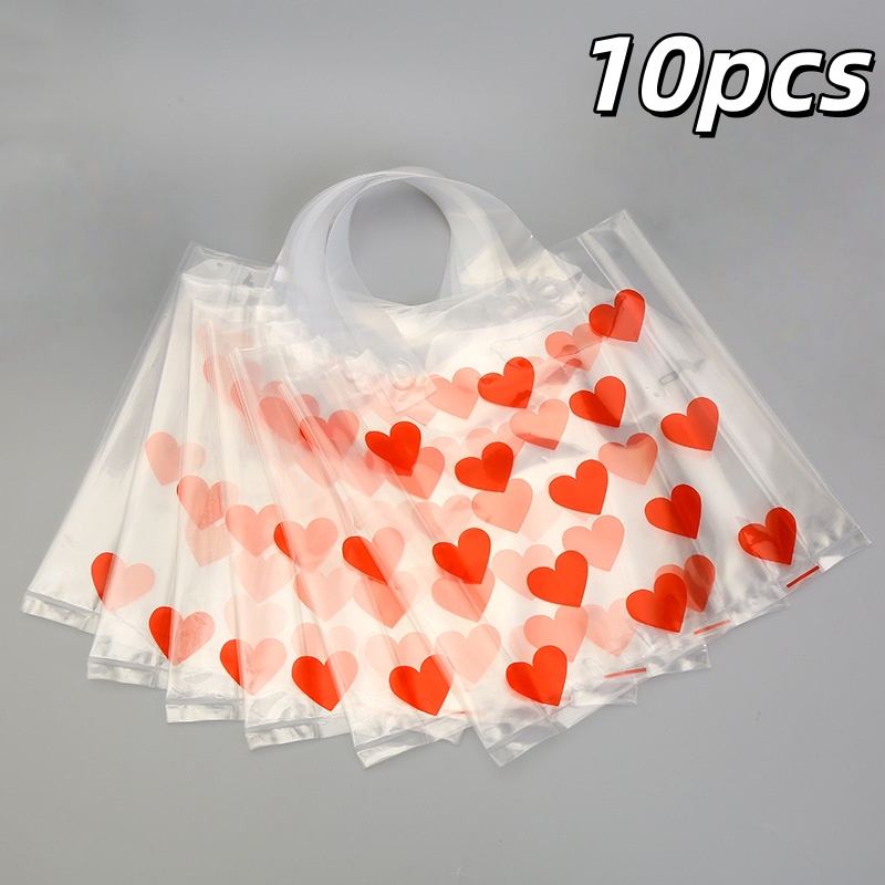 TEMU 10 Borse Tote Trasparenti in Plastica con Motivi a , per Regali , Appuntamenti Romantici, Shopping e Confezioni Regalo e Stoccaggio Versatili
