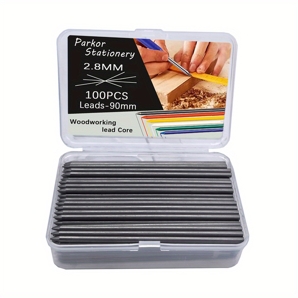 Image of 100pcs Length 5.41'', 2.8mm 2b Woodworking Pencil Replacement Lead, Woodworking Marking Additions For Woodworking Construction Engineer Drafting Carpenter Pencil Fine Writing Instruments
