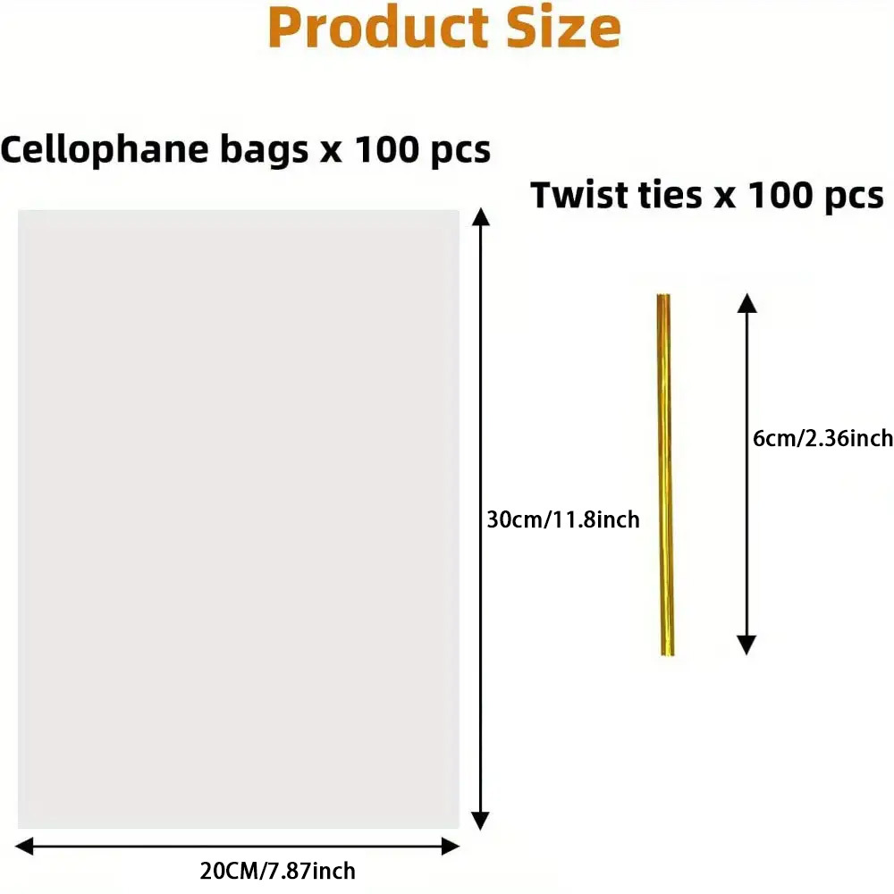 TEMU 100pcs Sacs Transparents Transparent avec Nœud Toronné - 20 X 30Cm Petits Sacs Cadeaux Transparents pour Fêtes, Friandises et Cadeaux Matériau