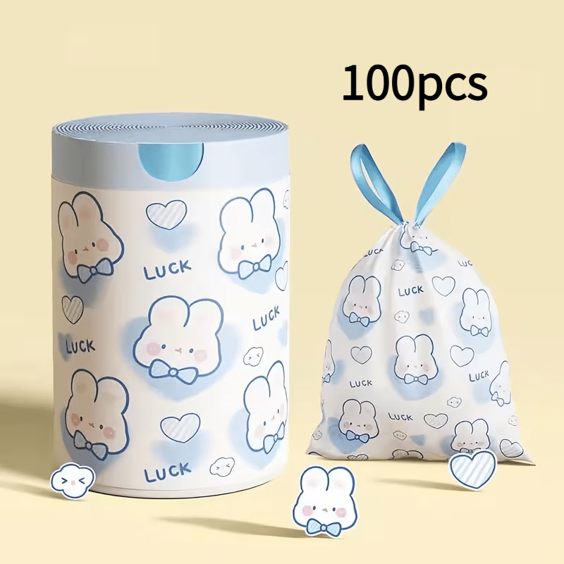 TEMU Cute Cartoon Rabbit Garbage Bag, Portable Household Cleaning Garbage Bag, Daily Necessities, Household Cleaning Products- Suitable For Use In