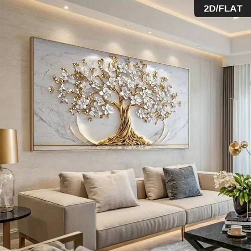 2d flat printing 1pc extra large diamond painting set elegant white and background with golden branches 5d round full diamond design large wall decoration 40x 70cm 15 75x 27 56inch 50x 100cm 19 68x 39 37inch 50x