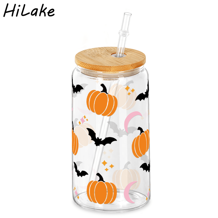TEMU 16oz Halloween-themed Printed Plastic Water Cup With Lid & Straw – , Summer , & Halloween Parties – Features Ghosts, Bats, And Pumpkins – Ideal