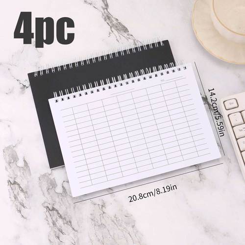 2pcs 4pcs a5 spiral bound grid notebook 100 pages blue textured cover horizontal vertical layout tracking accounting inventory management and activity planning suitable for school use notebook