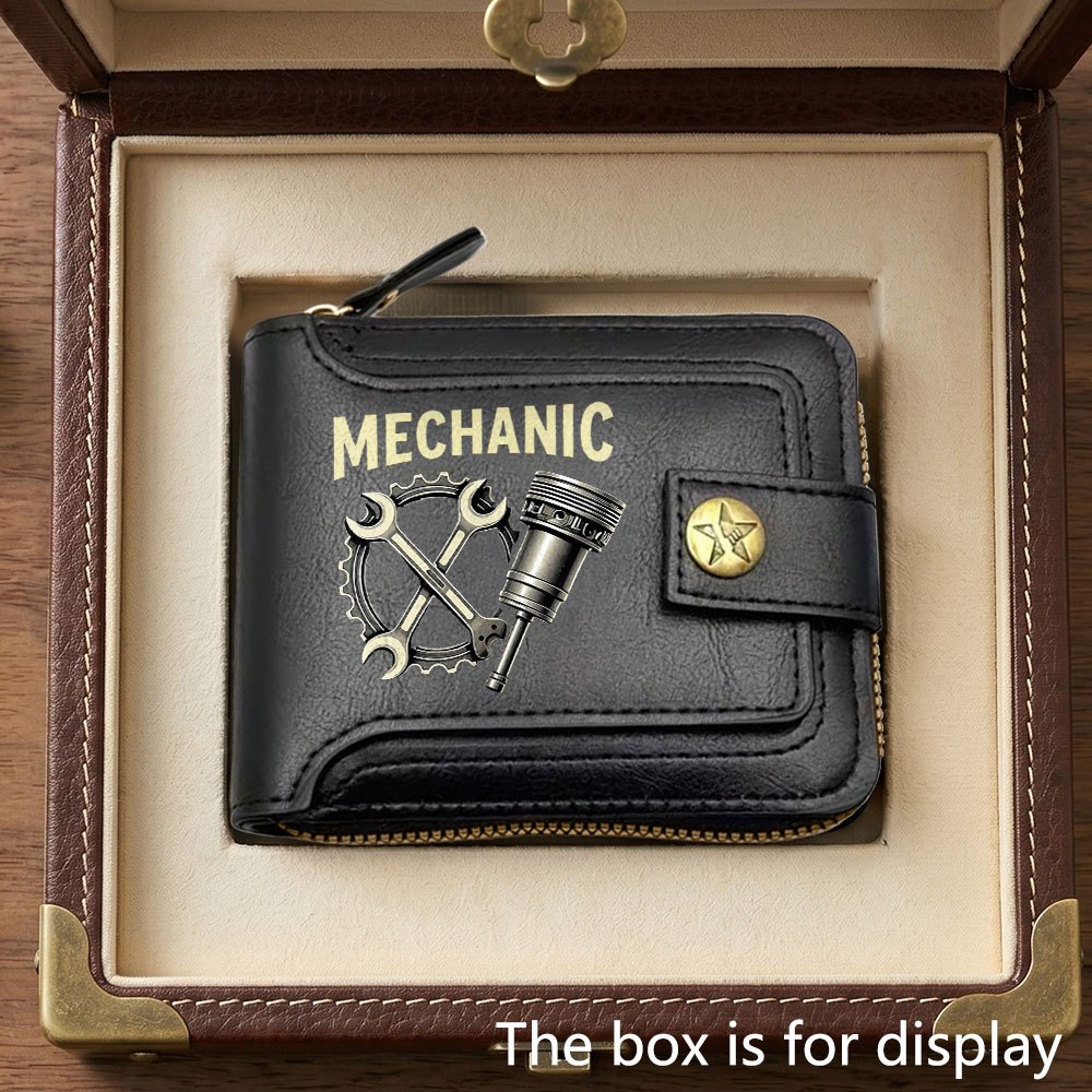 TEMU Men's Luxury Mechanic Repairman Business Wallet, Unisex Id Holder, Men's Billfold Id Case, Men's Card Holder, Suitable For Daily And Formal Use,