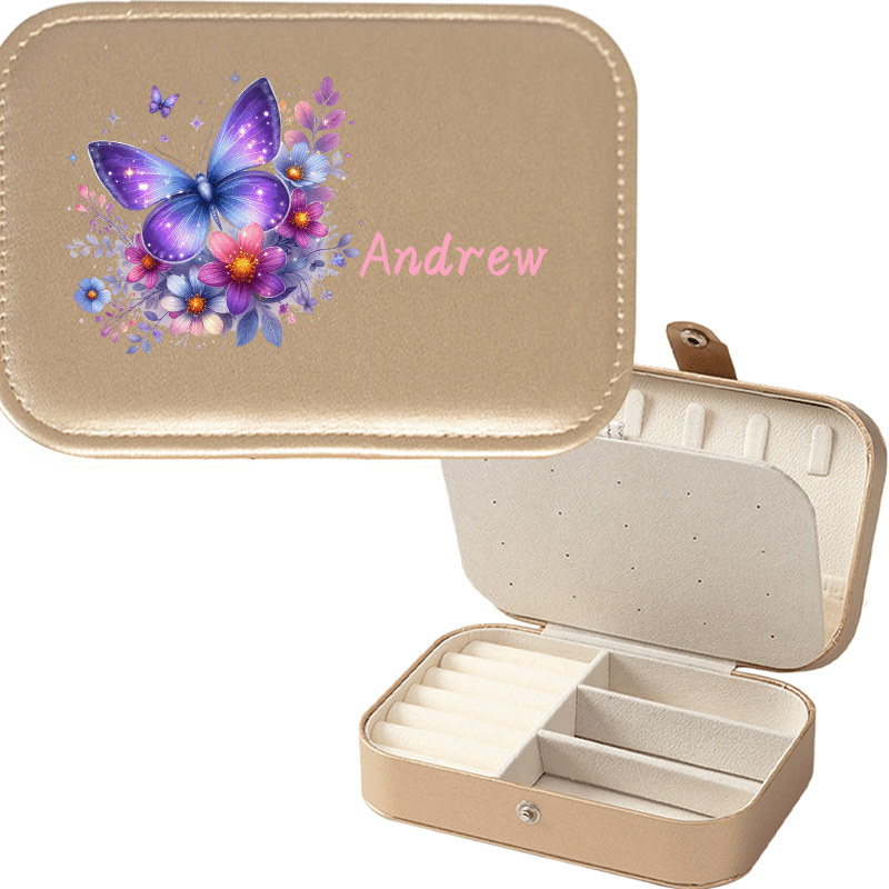 Personalized Sparkle Glitter Butterfly Jewelry Storage Box