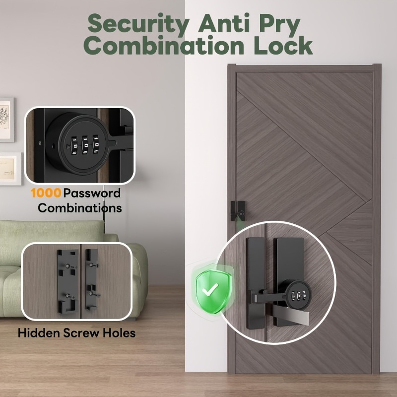 Keyless Punch-Free Door Lock with 3-Digit Combination