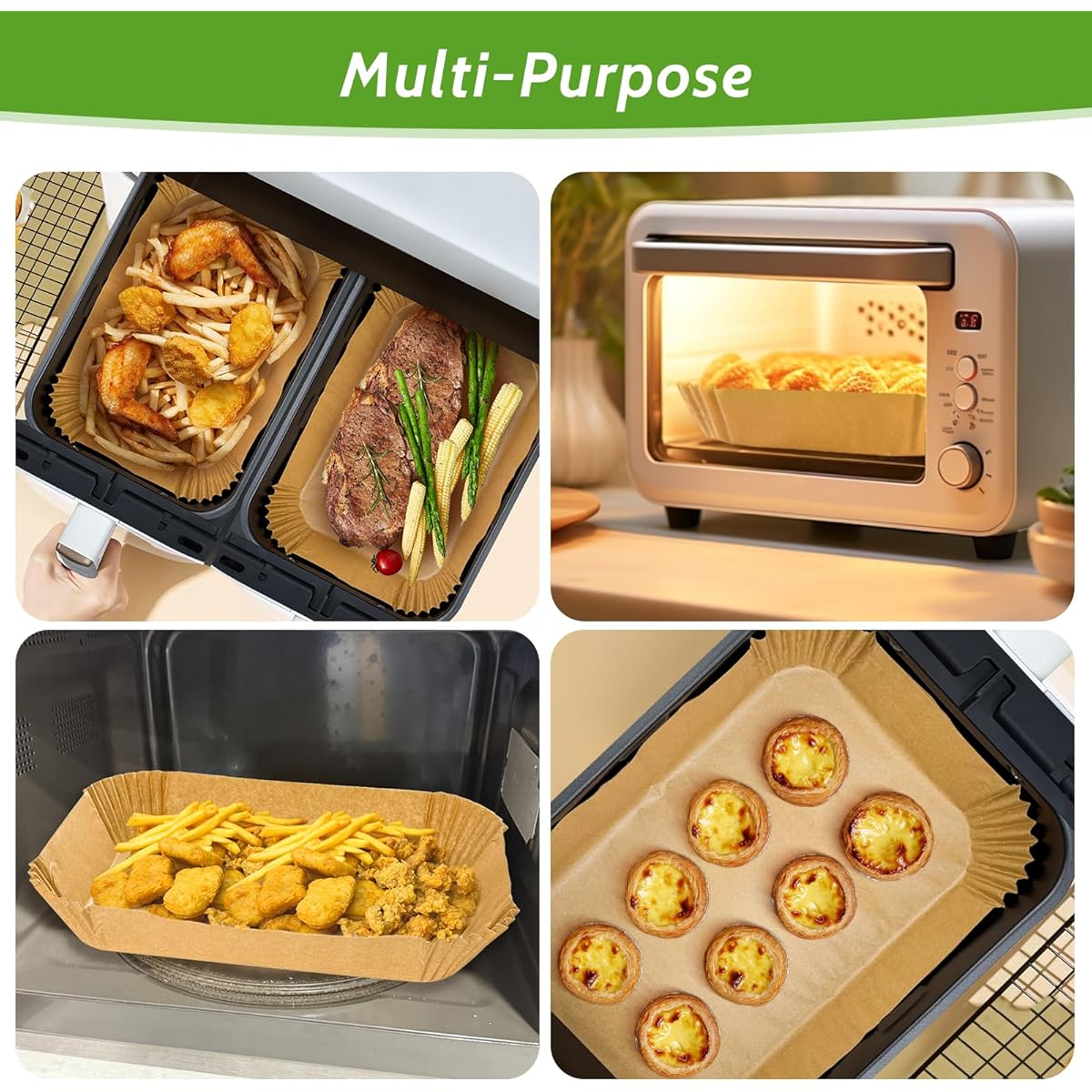 360pcs 8. 7 x 5. 5 unbleached heavy duty air fryer paper liners disposable,   & non-leak parchment paper liners for airfryer basket, deep fryer parts & accessories, air fryer liners non stick, special paper for airfryer, air fryer  , cooking accessories, kitchen essentials, disposable liners, nonstick design, leakproof liner,   liner, baking liners, meal preppers, home cooks Product details 5