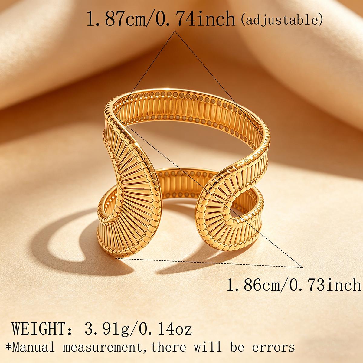 Women's Geometric Hollow Open Ring, Adjustable Charm