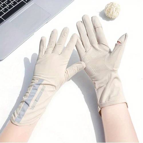 summer womens outdoor gloves thin open screen riding anti slip long breathable