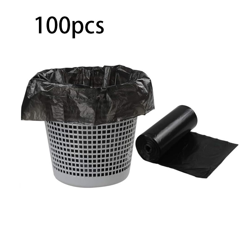 100pcs 4 rolls black garbage bags household garbage bags flat mouth plastic bags kitchen garbage bags strong load bearing strong privacy suitable for kitchen bedroom living room yard toilet details 9