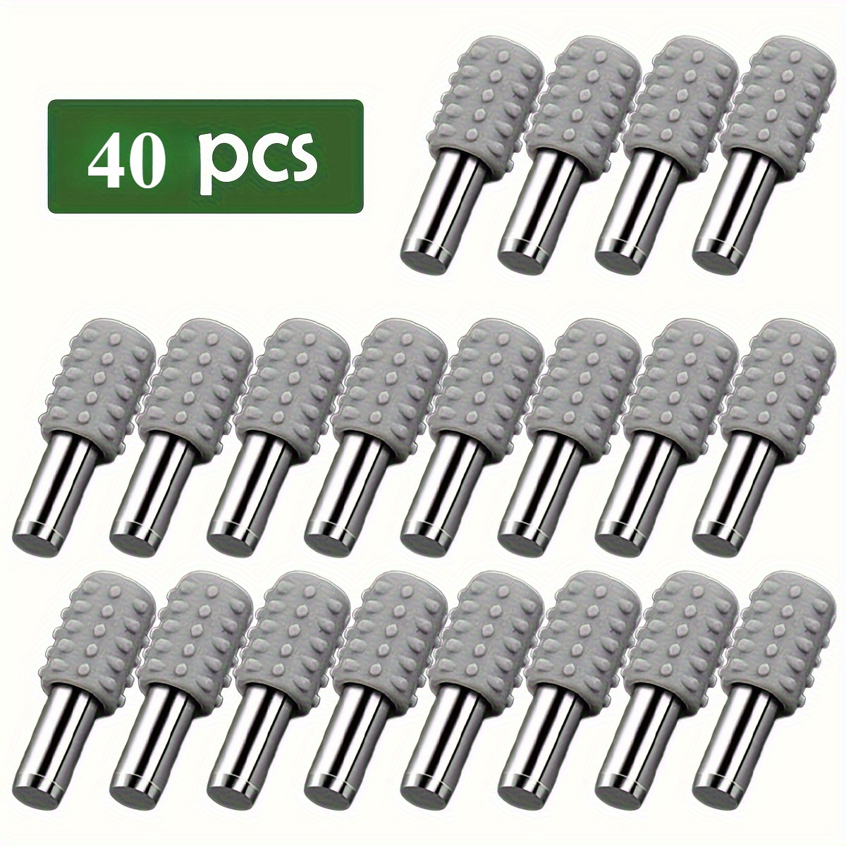 Image of 40pcs Of Sturdy Plastic And Metal Shelf Support Pins Featuring Anti-slip Rubber Sleeves - Perfect For Wood And Glass , Wardrobe Dividers, And Adjustable Shelves