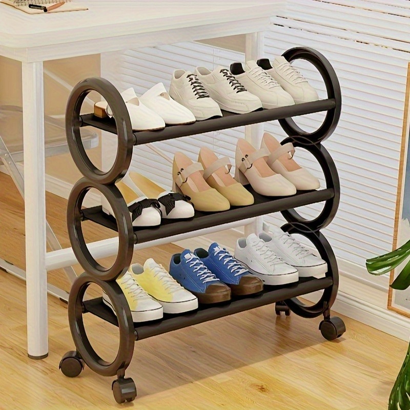 tier rotating shoe rack 360 swivel wheels cute ring Temu