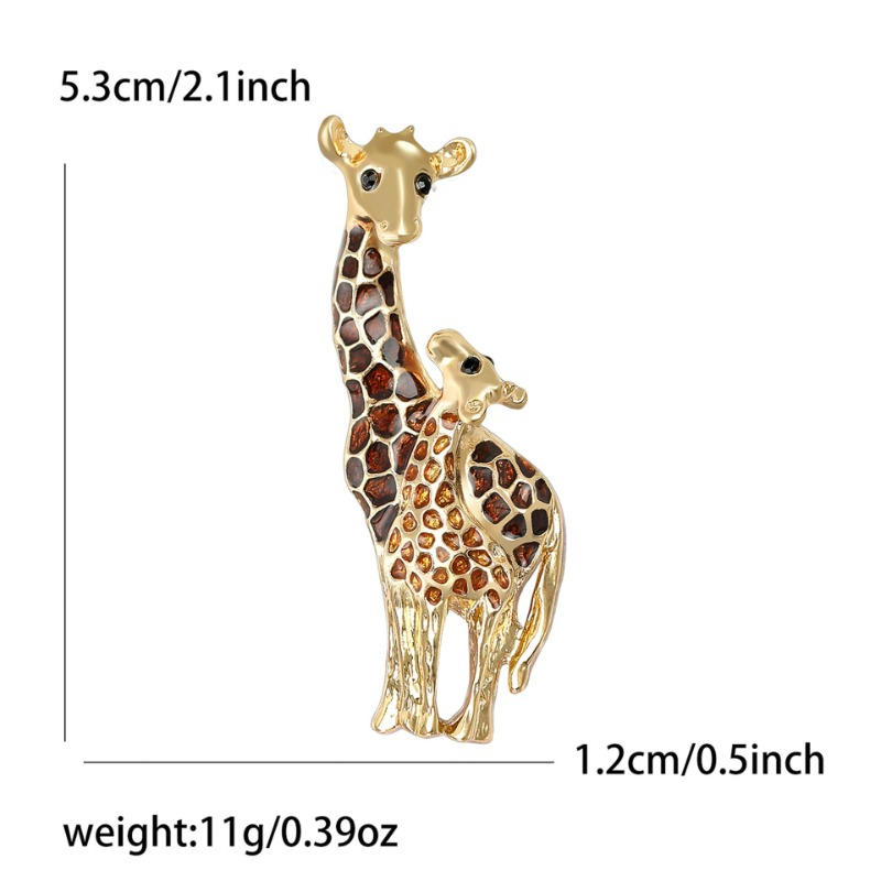 E-shop Giraffe & Kalb Brosche mit goldenen & bernsteinfarbenen Akzenten | Zinklegierung, Vintage & Eleganter Stil, Unregelmäßige Form, Neuheit-Thema,