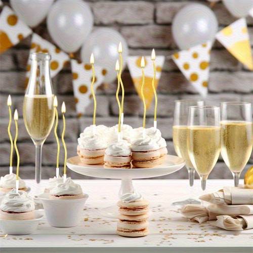 12 sticks vintage polished shiny electroplated candle metal texture smokeless pencil candle suitable for birthdays festivals anniversaries parties wedding decorations