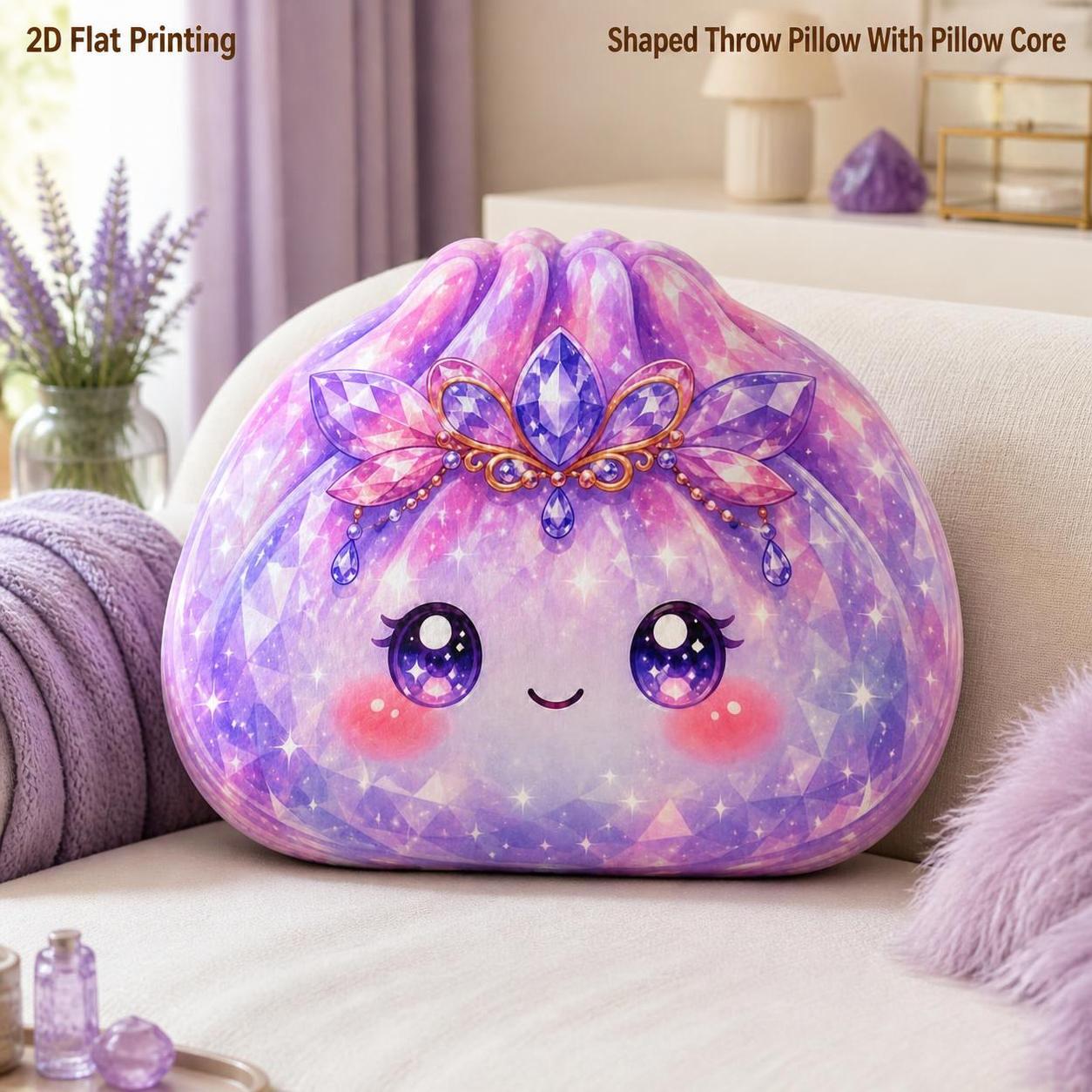 TEMU Coussin décoratif de ravioli Sakura Crystal 2D à impression plate, coussin rembourré, décoration de chambre à manger Kawaii , pour des raviolis
