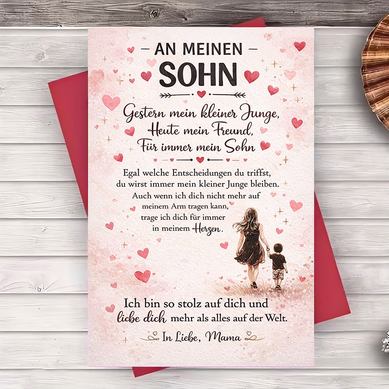 E-shop Eine ehrliche Grußkarte von der Mutter an den Sohn, ideal für Geburtstage, Jahrestage oder einfach, um Liebe und Stolz während besonderer