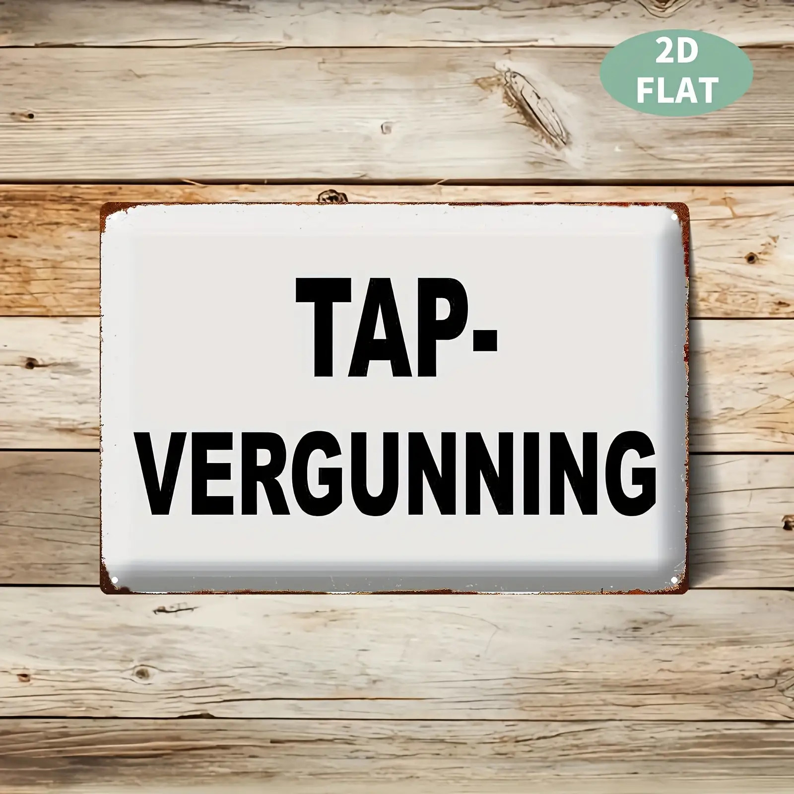 TEMU 1pc Vintage Tin Tap Vergunning Sign, Rustic Wall Decor, No Electricity Needed, Durable Metal Plaque For Home, Office, Or Bar 12x8 Inches/30x20cm