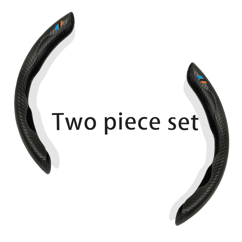 TEMU Exquisite Blue, Black, And Orange Color Scheme Car Steering Wheel Protective Cover, Matte Carbon Fiber Texture, Comfortable Grip Without