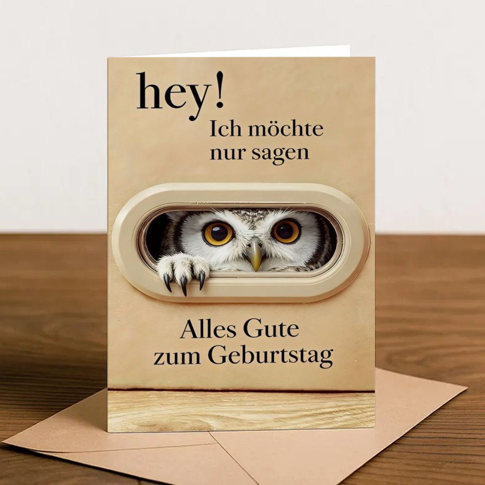 Image of 1pc Funny German Birthday Card, 1pc Unique Birthday Gift For Women, Men, , Coworkers, Sisters, Husbands, , , Daughters. Unusual Items With Peeking , Ideal For Any Occasion. Small Business Supplies