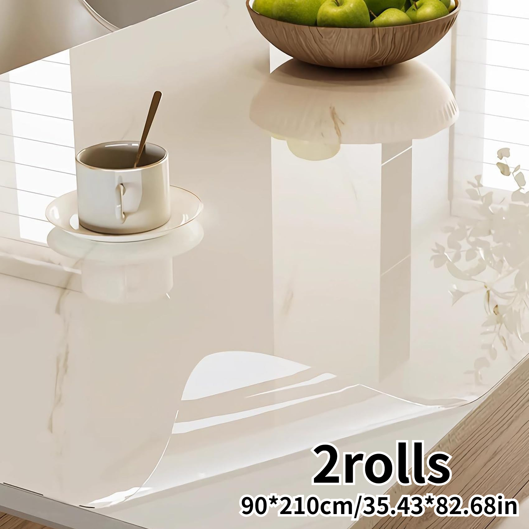TEMU 2 Rolls Heat-resistant Self-adhesive Wall Protection Film, Kitchen Stove Wall Sticker, Cabinet Waterproof Decorative Wallpaper, 90 X 210cm