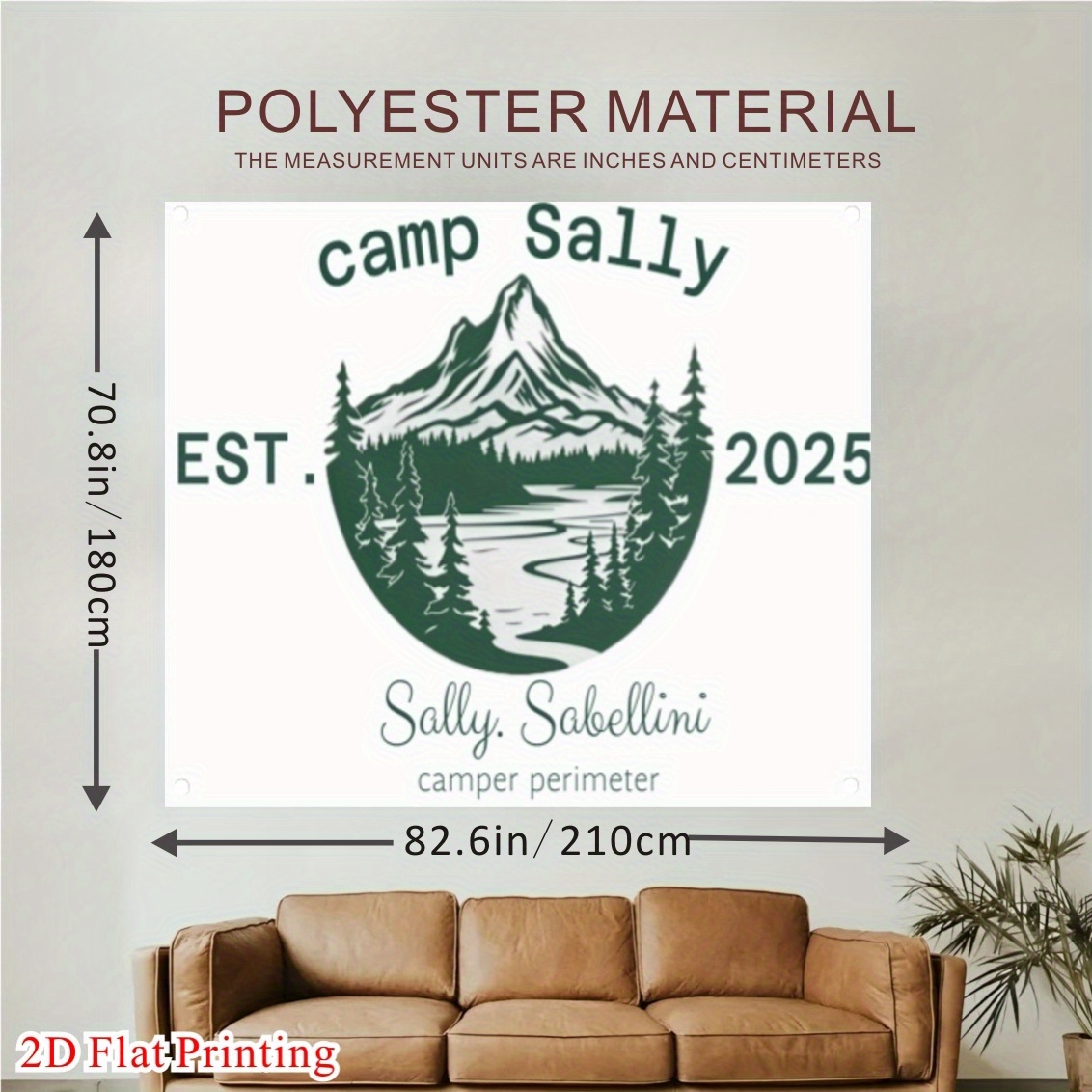 TEMU Impression plate en 2D pour bannière personnalisée, décoration de fête de camp, bannière de fête unique, fond personnalisé, texte personnalisé,