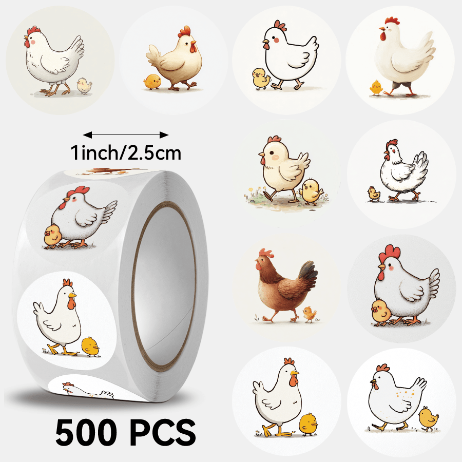 500pcs Hen Stickers, Animal Patterns, Sticker