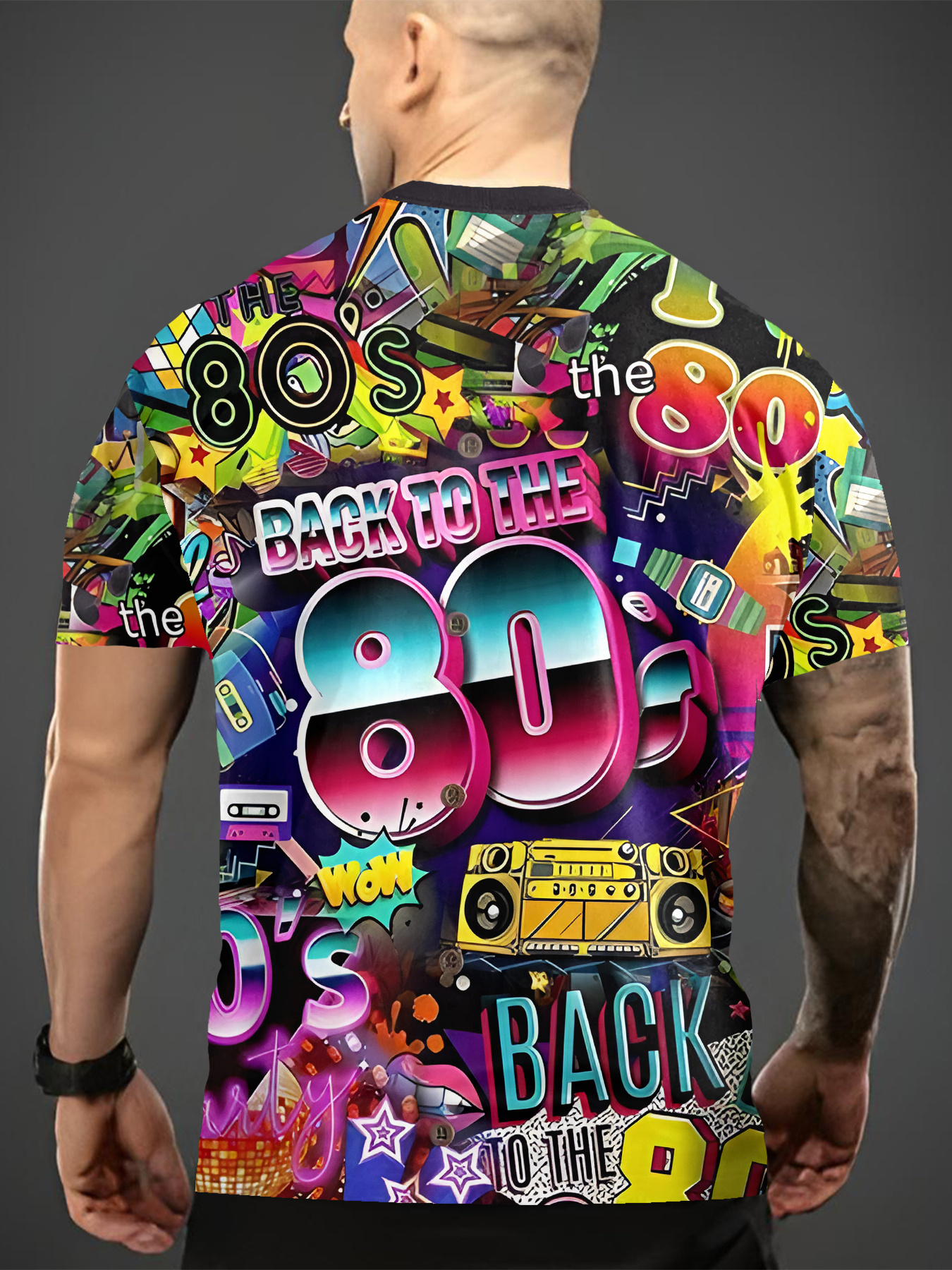 mens 3 print retro 80s graphic t shirt vintage - Temu Germany