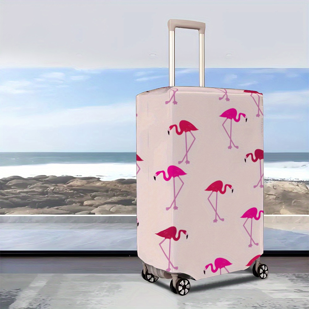 1pc Flamingo Print Durable Thick Luggage Cover High Foldable,  Stretchable, Machine Washable Suitcase Protector in Mixed Colors, Polyeste