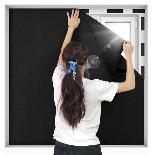 1pc blackout curtain sunshade sunscreen no drill self non damaging window insulation curtain multi scene suitable for bedroom living room kitchen