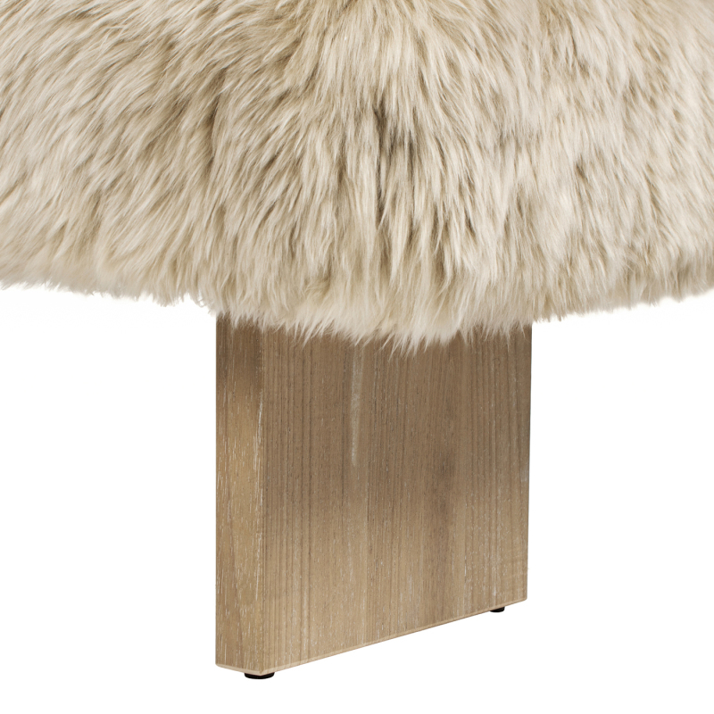 Leda 49' Retro Natural Blonde Sheepskin Fur Bench - Genuine Fur Rectangular Accent Suitable for, Entryway,, Minimalist Scandinavian & Decor, Furniture