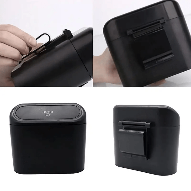 1pc 2pcs black car trash bin with clamshell side door hanging storage box for easy waste disposal details 2