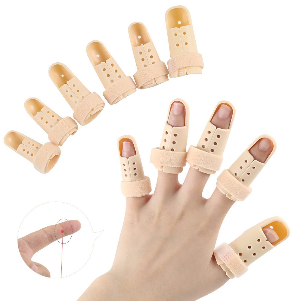 

10pcs Adjustable Finger Splints For - Pe Material, Injury Support & Sports Protection, Breathable Design, Apricot Color